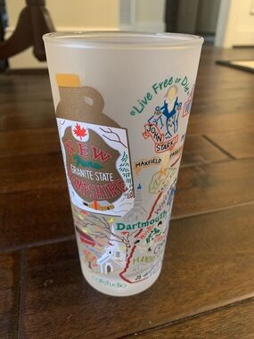 New Hampshire CATSTUDIO Illustrated Frosted Glass Tumbler NWT